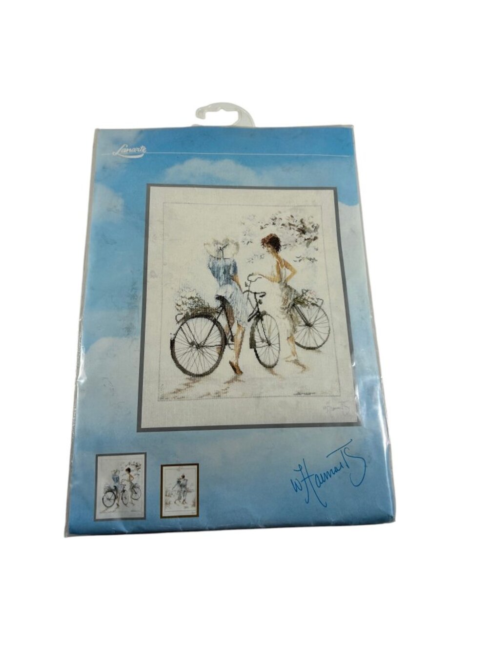 Lanarte Jessa Cross Stitch Kit 33788 Women Bicycles Linen Needlework Bikes